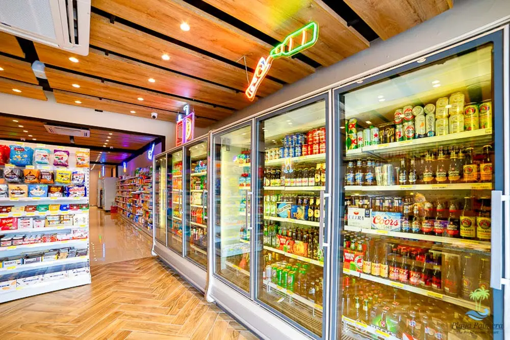Refrigerators with drinks at Supermercado Palmera at Playa Palmera Beach Resort