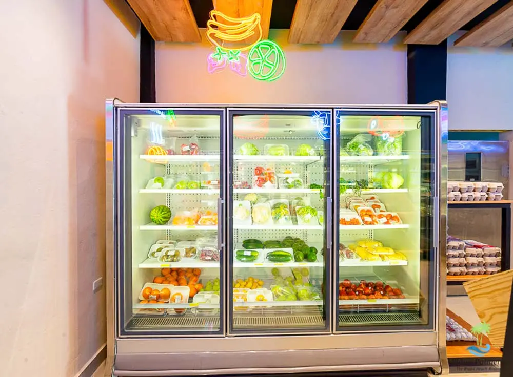 Fresh fruits and vegetables in the refrigerator